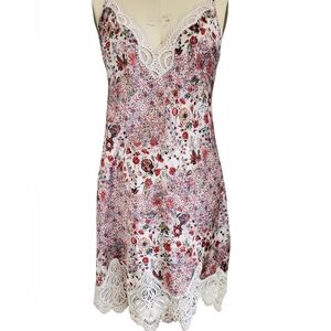 Victoria's Secret Beautiful Floral Lace Trim Chemise Slip Sleepwear Dress Sz L